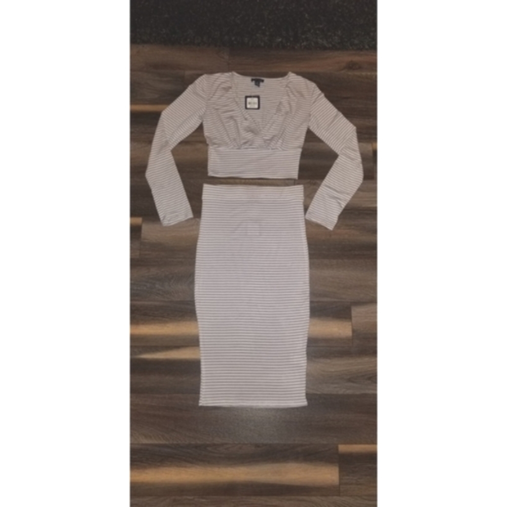 Striped Crisscross Crop and Pencil Skirt Set